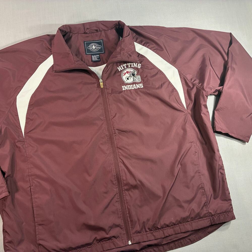 Vintage Style Hitting Team Football Warm Up Jacket Men's 2XL Maroon Full Zip